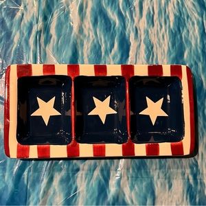 3/$30 Nantucket Home Ceramic Hand Painted Divided Tray